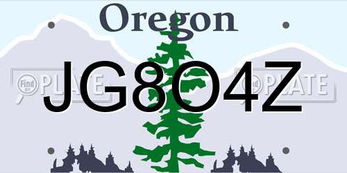 JG8O4Z Oregon License Plate