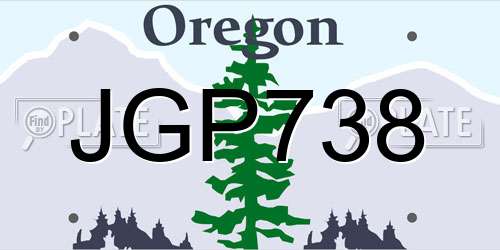 JGP738 Oregon License Plate