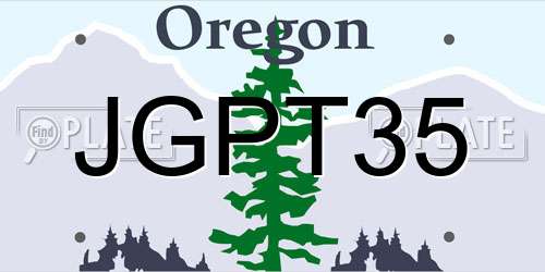 JGPT35 Oregon License Plate