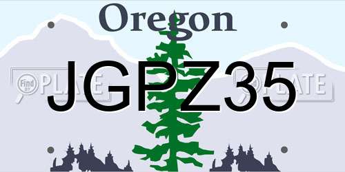 JGPZ35 Oregon License Plate