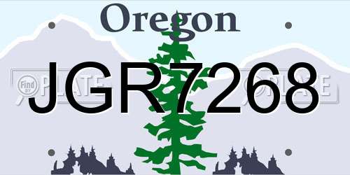 JGR7268 Oregon License Plate