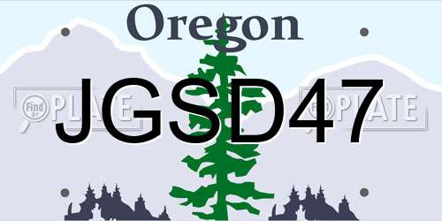 JGSD47 Oregon License Plate
