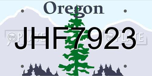 JHF7923 Oregon License Plate