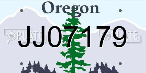 JJ07179 Oregon License Plate