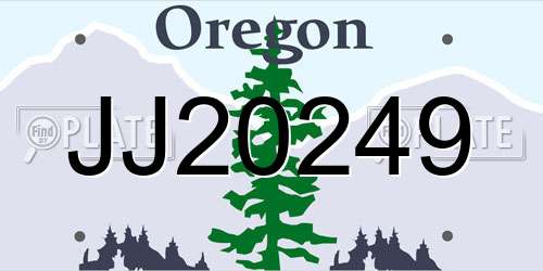 JJ20249 Oregon License Plate