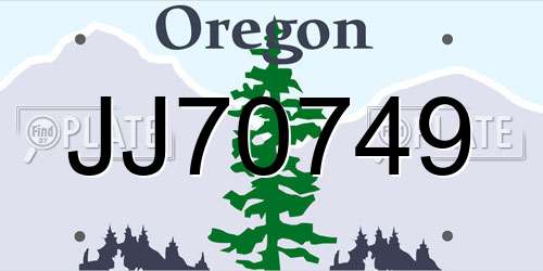 JJ70749 Oregon License Plate