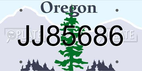 JJ85686 Oregon License Plate