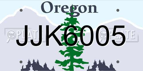 JJK6005 Oregon License Plate