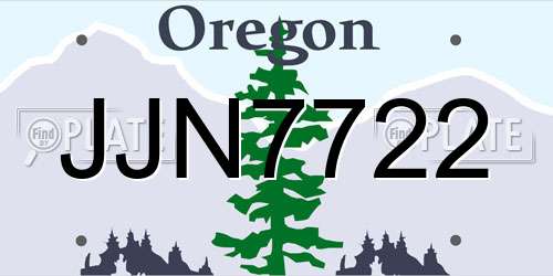 JJN7722 Oregon License Plate