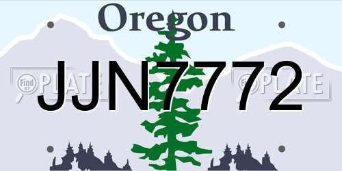 JJN7772 Oregon License Plate