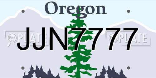 JJN7777 Oregon License Plate