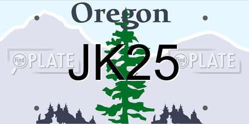 JK25 Oregon License Plate