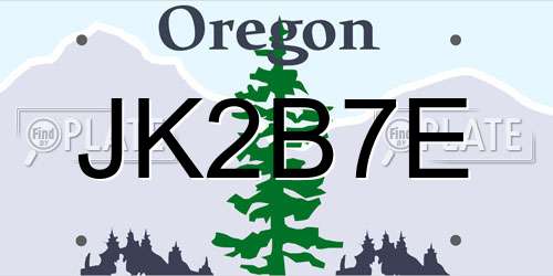 JK2B7E Oregon License Plate