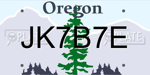 JK7B7E Oregon License Plate