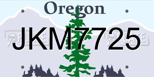 JKM7725 Oregon License Plate