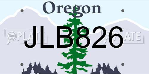 JLB826 Oregon License Plate