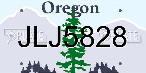 JLJ5828 Oregon License Plate