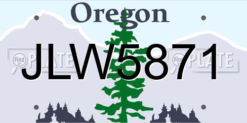 JLW5871 Oregon License Plate