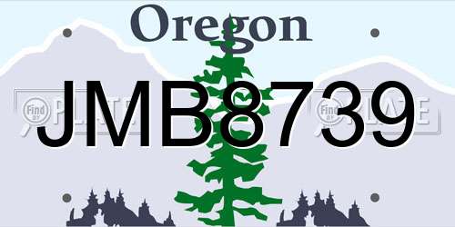 JMB8739 Oregon License Plate