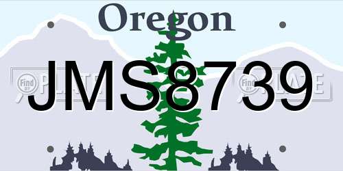 JMS8739 Oregon License Plate
