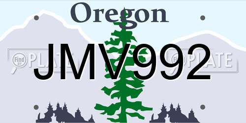 JMV992 Oregon License Plate