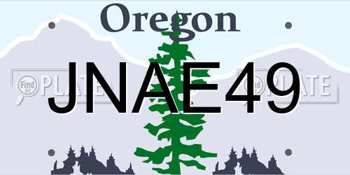 JNAE49 Oregon License Plate