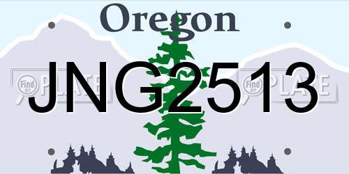 JNG2513 Oregon License Plate