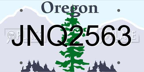 JNQ2563 Oregon License Plate