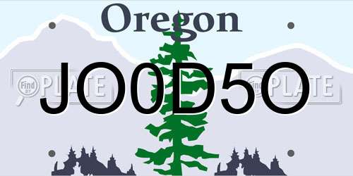 JO0D5O Oregon License Plate