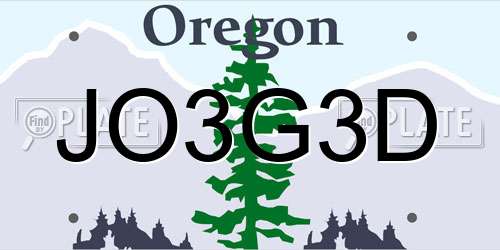 JO3G3D Oregon License Plate