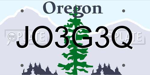 JO3G3Q Oregon License Plate