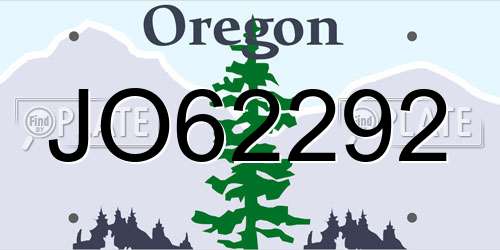 JO62292 Oregon License Plate