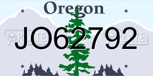 JO62792 Oregon License Plate