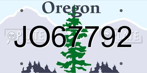 JO67792 Oregon License Plate