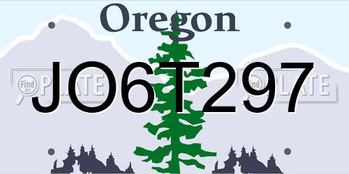 JO6T297 Oregon License Plate