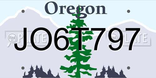 JO6T797 Oregon License Plate