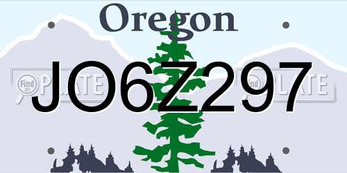 JO6Z297 Oregon License Plate
