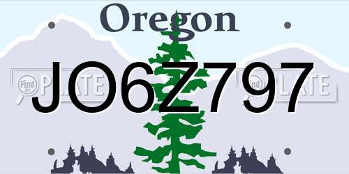 JO6Z797 Oregon License Plate