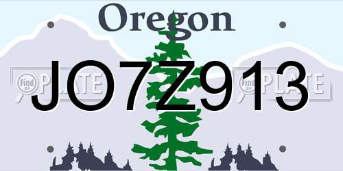 JO7Z913 Oregon License Plate