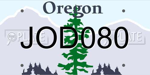JOD080 Oregon License Plate