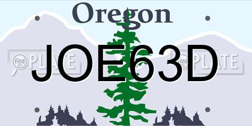 JOE63D Oregon License Plate