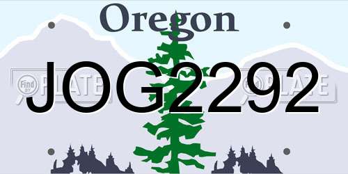 JOG2292 Oregon License Plate