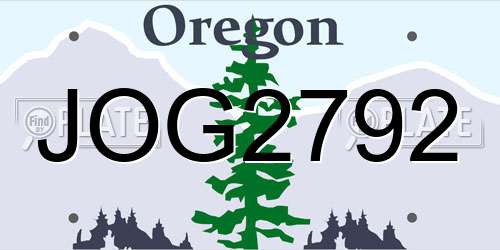JOG2792 Oregon License Plate