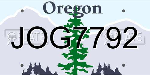 JOG7792 Oregon License Plate