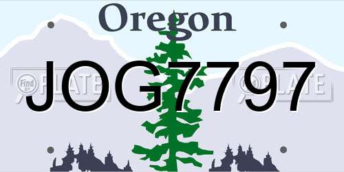 JOG7797 Oregon License Plate