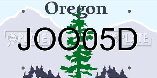JOO05D Oregon License Plate