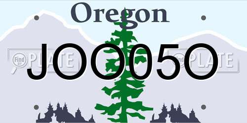 JOO05O Oregon License Plate