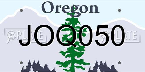 JOQ050 Oregon License Plate