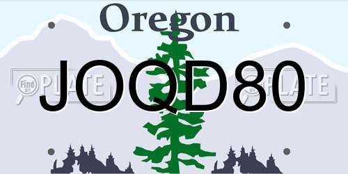 JOQD80 Oregon License Plate