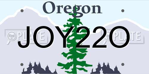 JOY22O Oregon License Plate